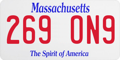 MA license plate 269ON9