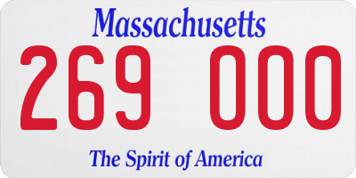 MA license plate 269OO0