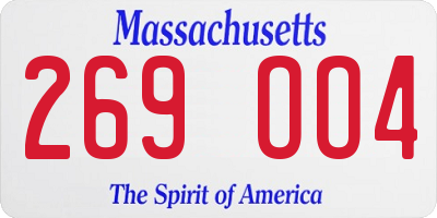MA license plate 269OO4