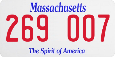 MA license plate 269OO7