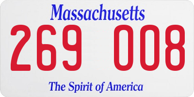 MA license plate 269OO8