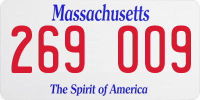 MA license plate 269OO9