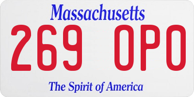 MA license plate 269OP0