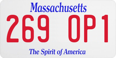 MA license plate 269OP1