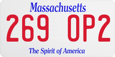 MA license plate 269OP2