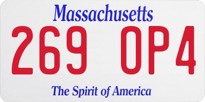 MA license plate 269OP4