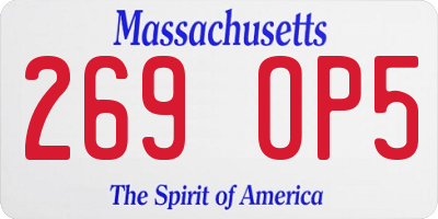 MA license plate 269OP5