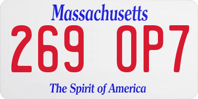 MA license plate 269OP7