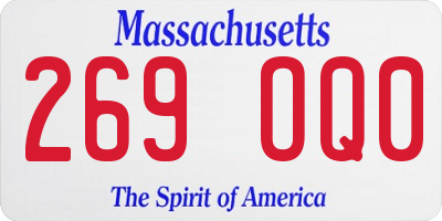 MA license plate 269OQ0