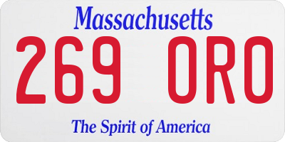 MA license plate 269OR0