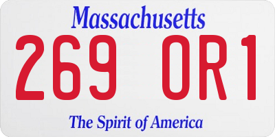 MA license plate 269OR1