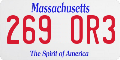 MA license plate 269OR3