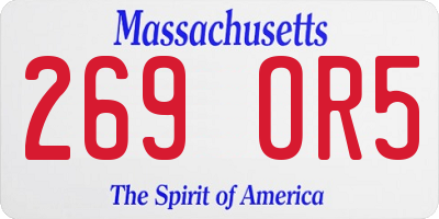 MA license plate 269OR5
