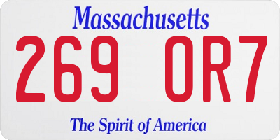 MA license plate 269OR7