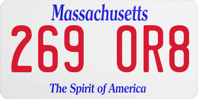 MA license plate 269OR8