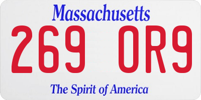 MA license plate 269OR9