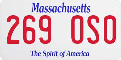 MA license plate 269OS0