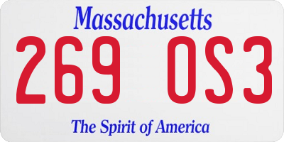 MA license plate 269OS3