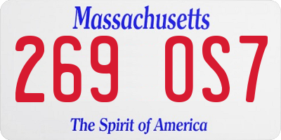 MA license plate 269OS7