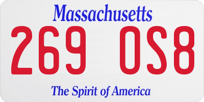 MA license plate 269OS8