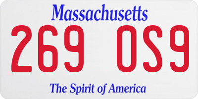 MA license plate 269OS9