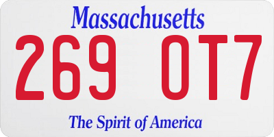 MA license plate 269OT7