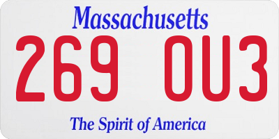 MA license plate 269OU3