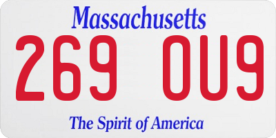 MA license plate 269OU9