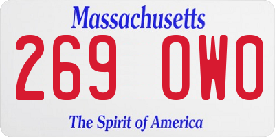 MA license plate 269OW0