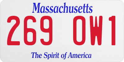 MA license plate 269OW1