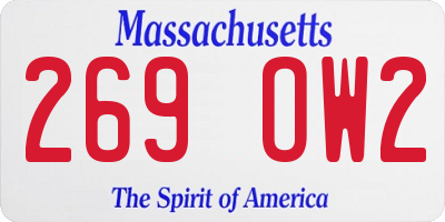MA license plate 269OW2