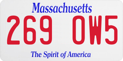 MA license plate 269OW5