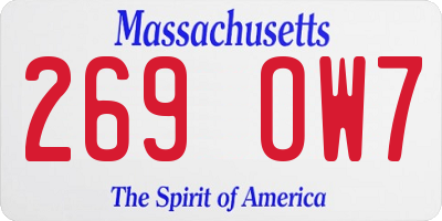 MA license plate 269OW7