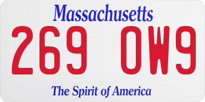 MA license plate 269OW9