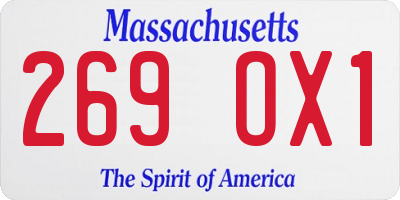 MA license plate 269OX1