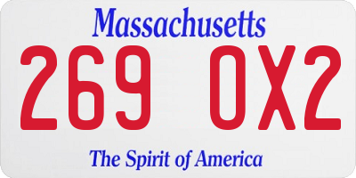 MA license plate 269OX2
