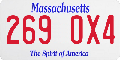 MA license plate 269OX4