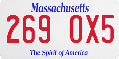 MA license plate 269OX5