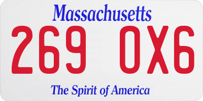 MA license plate 269OX6