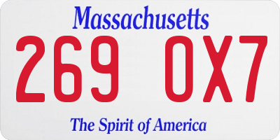 MA license plate 269OX7