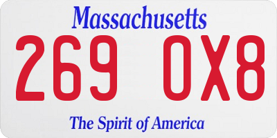 MA license plate 269OX8