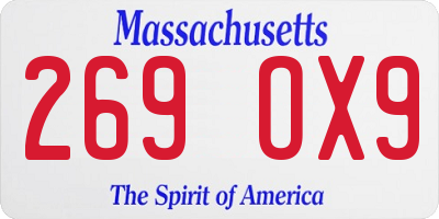 MA license plate 269OX9