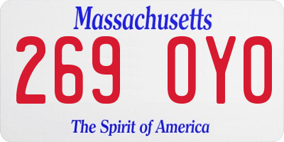 MA license plate 269OY0