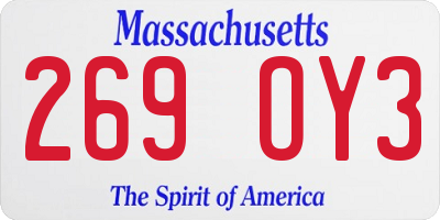 MA license plate 269OY3