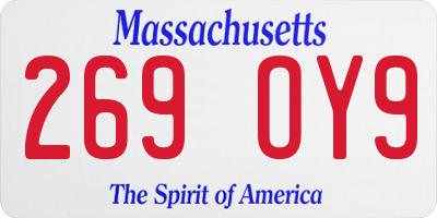 MA license plate 269OY9