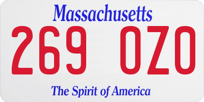 MA license plate 269OZ0