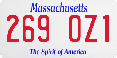 MA license plate 269OZ1
