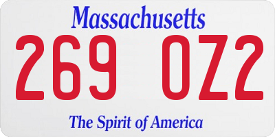 MA license plate 269OZ2