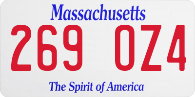 MA license plate 269OZ4
