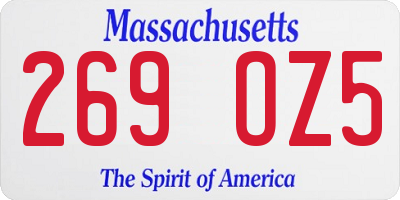 MA license plate 269OZ5